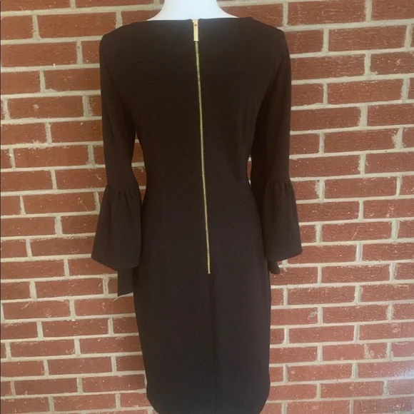 Calvin Klein Black dress with bell sleeves lined in white - Picture 5 of 6